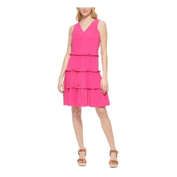 TOMMY HILFIGER Dresses & Skirts - TOMMY HILFIGER Womens Pink Lined Pullover Sleeveless Shift Dress 2